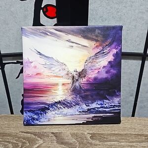 Angel Walking Over the Ocean Canvas Wall Art